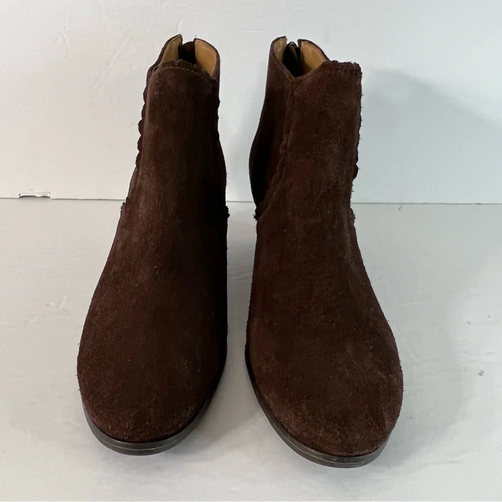 Jack Rogers Suede Wedge Back Zip Booties Ankle Boots Size 9M